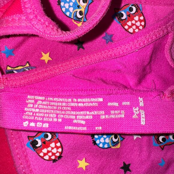 Joe Boxer Training Bra Pink Owls Stars 32A Lightweight Soft Smooth Comfortable - Picture 4 of 6